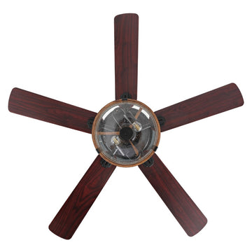 Joanna 52" Rustic Industrial Iron/Wood/Seeded Glass Mobile-App/Remote-Controlled LED Ceiling Fan - JONATHAN Y